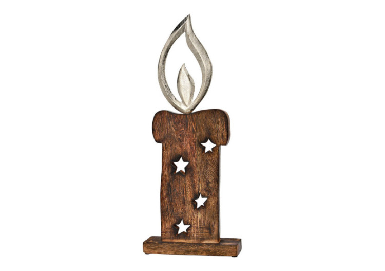 Bougie en Mangoholz - Décor Métal brun 20 x 49 x 5cm - 10037256 - WURM
