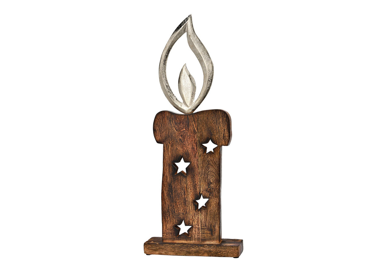 Bougie en Mangoholz - Décor Métal brun 20 x 49 x 5cm - 10037256 - WURM