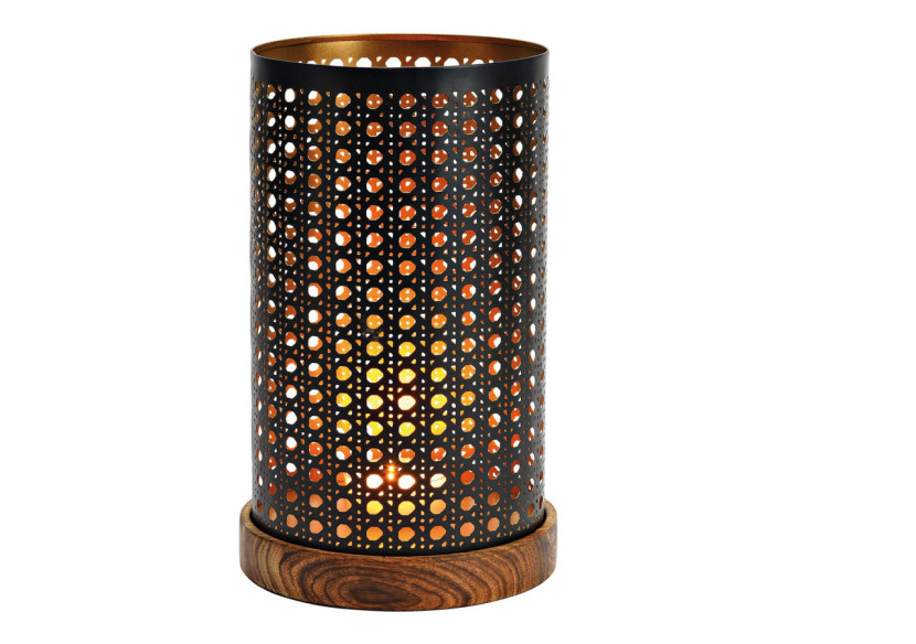 Photophore Luxueux - Socle en bois de manguier noir et or 16x28x16cm - 10037324 - WURM