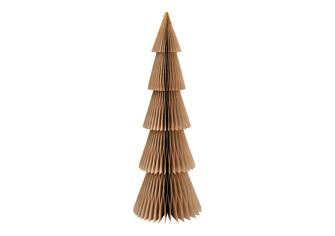 Arbre de Noël en Papier Glitter - Beige, Dimensions 20x60x20cm - 10037521 - WURM