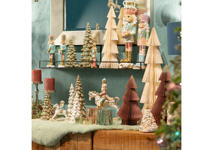 Arbre de Noël en Papier Glitter - Blanc, Dimensions 14x40x14cm - 10037523 - WURM