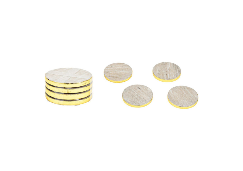 Sous-verres en marbre avec bord doré - Set de 4, Gris - 10037708 - WURM