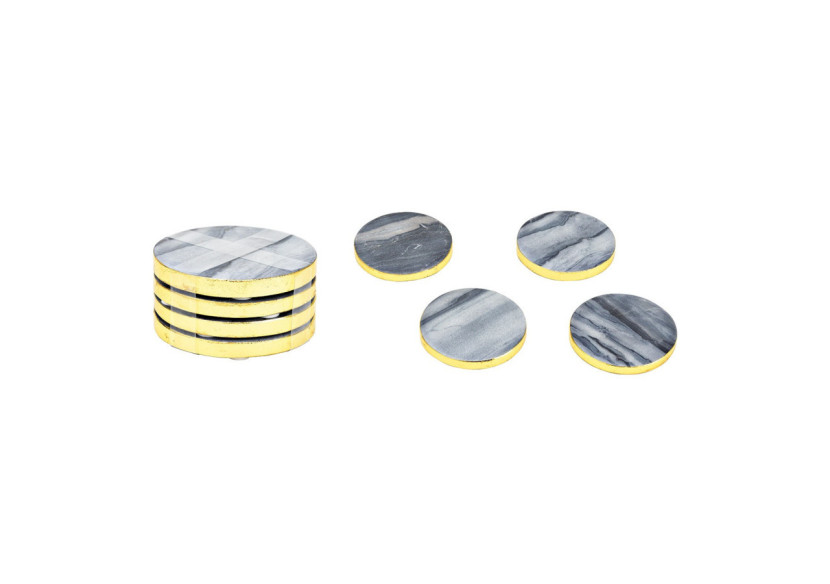Sous-verres en marbre avec bord doré - Set de 4, Noir - 10037709 - WURM