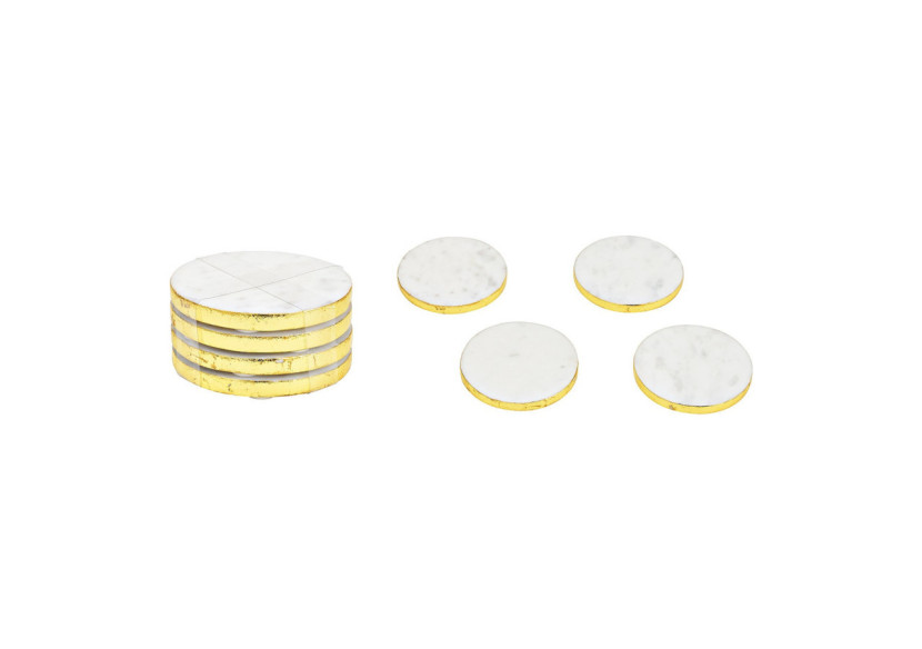 Sous-verres en marbre avec bord doré - Set de 4, Blanc - 10037710 - WURM
