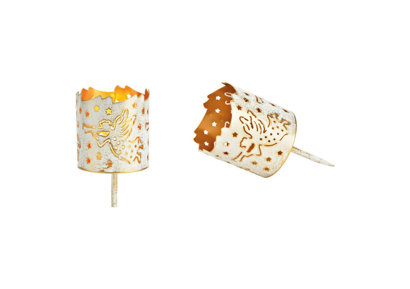 Lanterne ANGE - Set de 4 en métal blanc, dimensions 6x13x6cm - 10037722 - WURM