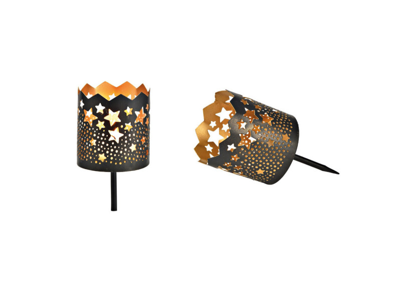 Lanterne ÉTOILES - Set de 4 en métal noir, dimensions 6x13x6cm - 10037723 - WURM