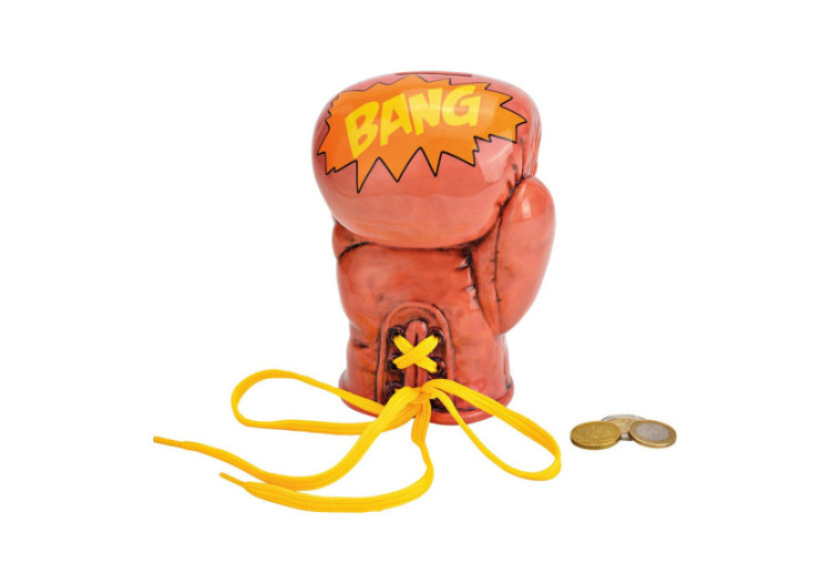 Tirelire GANT DE BOXE - Céramique marron, dimensions 12x16x10cm - 10037743 - WURM