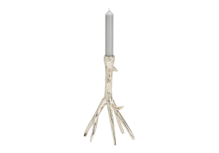 Support de bougie en forme de ramure - Métal argenté 14x24x9cm - 10037780 - WURM