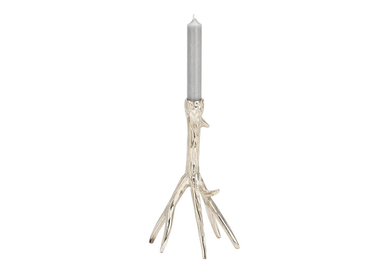 Support de bougie en forme de ramure - Métal argenté 14x24x9cm - 10037780 - WURM
