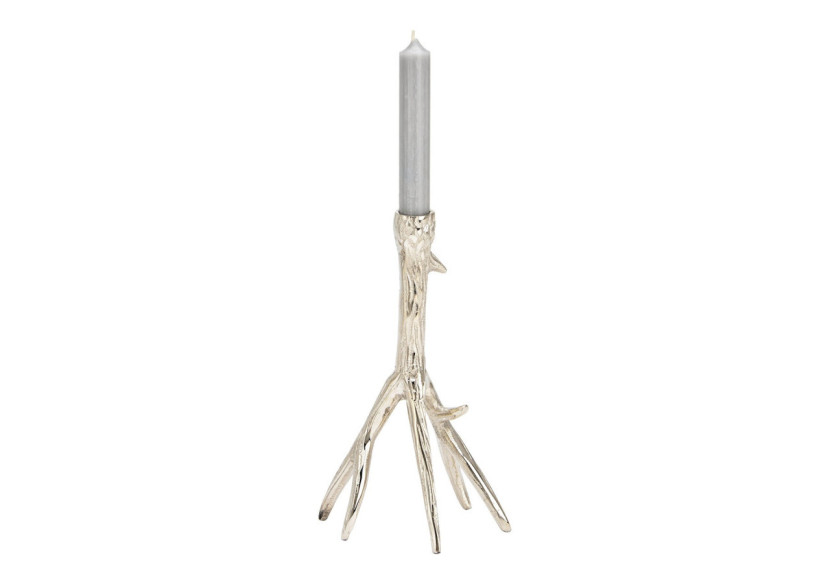 Support de bougie en forme de ramure - Métal argenté 14x24x9cm - 10037780 - WURM