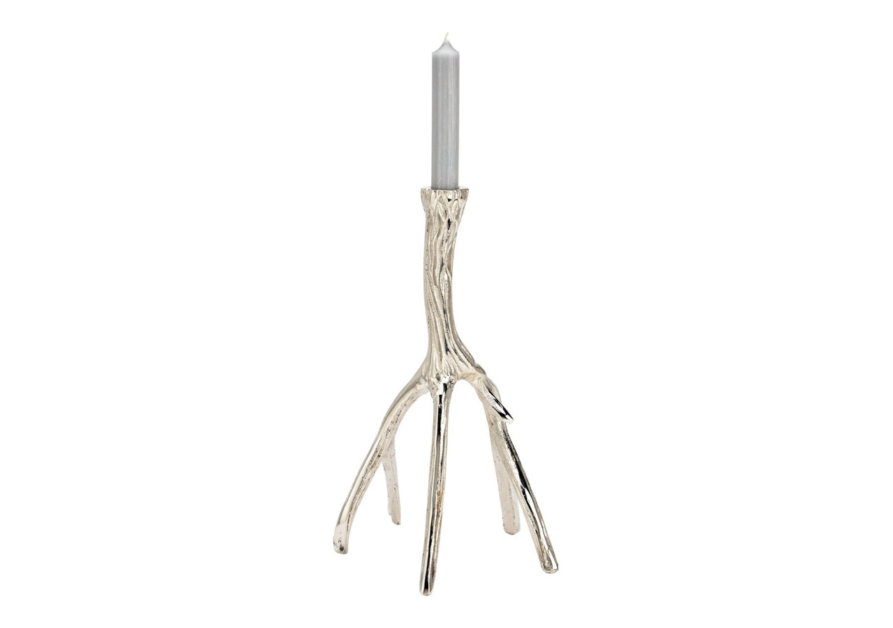 Support de bougie en forme de ramure - Métal argenté 17x32x12cm - 10037781 - WURM
