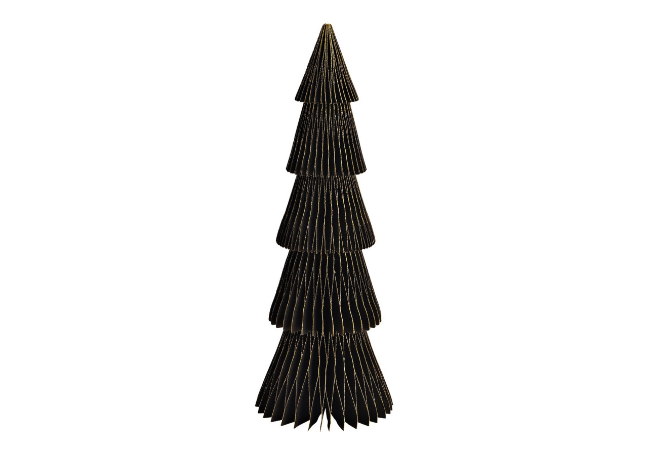 Arbre de Noël en papier Honeycomb avec paillettes - Noir 14x40x14cm - 10037814 - WURM