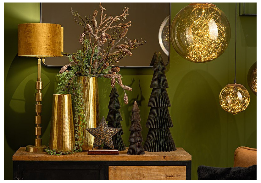 Arbre de Noël en papier Honeycomb avec paillettes - Noir 14x40x14cm - 10037814 - WURM