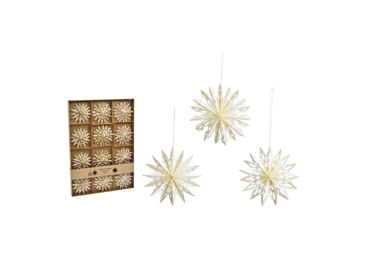 Ornement de Noël flocon de neige - 12 pièces 10x10x2cm - 10038430 - WURM