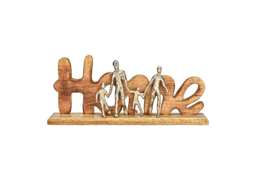 Support décoratif Home - Figures en métal sur bois de mangue 52x23x10cm - 10038496 - WURM Support décoratif Home - Figures en métal sur bois de mangue 52x23x10cm - 10038496 - WURM