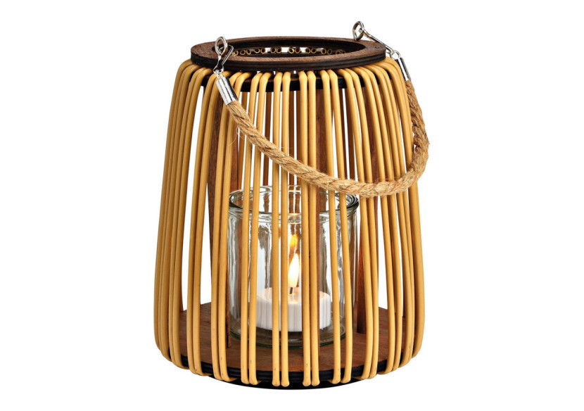 Lanterne en bois et verre - Design rustique 20x23x20cm - 10038614 - WURM