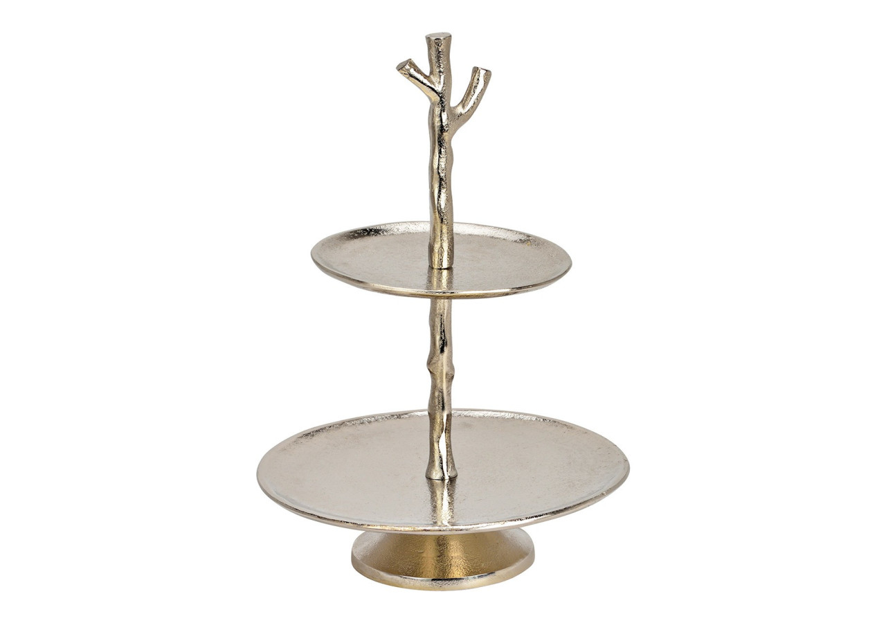 Étagère en métal argenté - 2 niveaux, hauteur 38cm - 10038726 - WURM