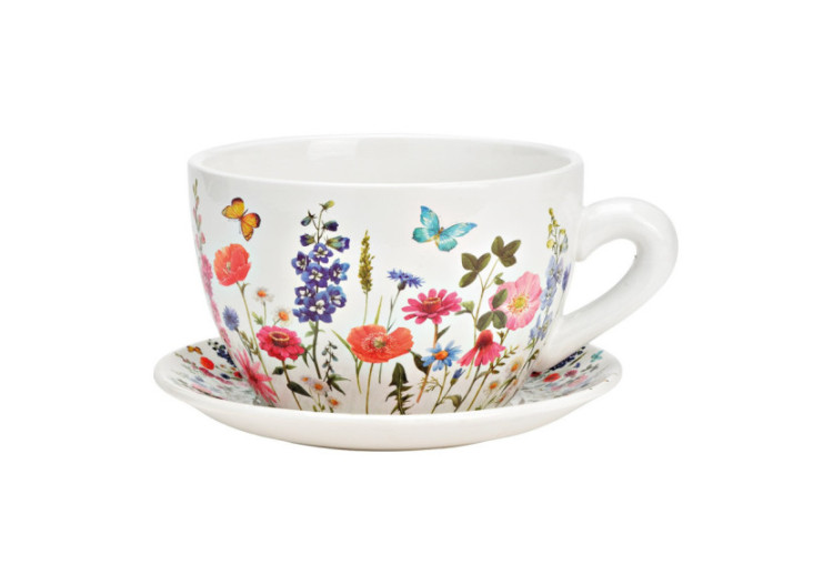 Pot de fleurs en céramique coloré - Dimensions 25x14x23cm - 10038762 - WURM