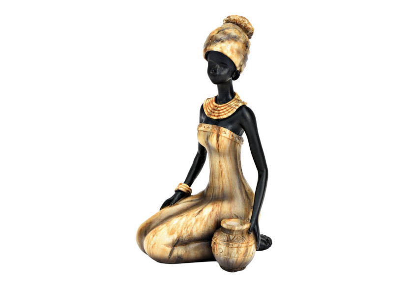 Figurine d'Africanienne assise en polyamide marron - 10x18x10cm - 10038871 - WURM