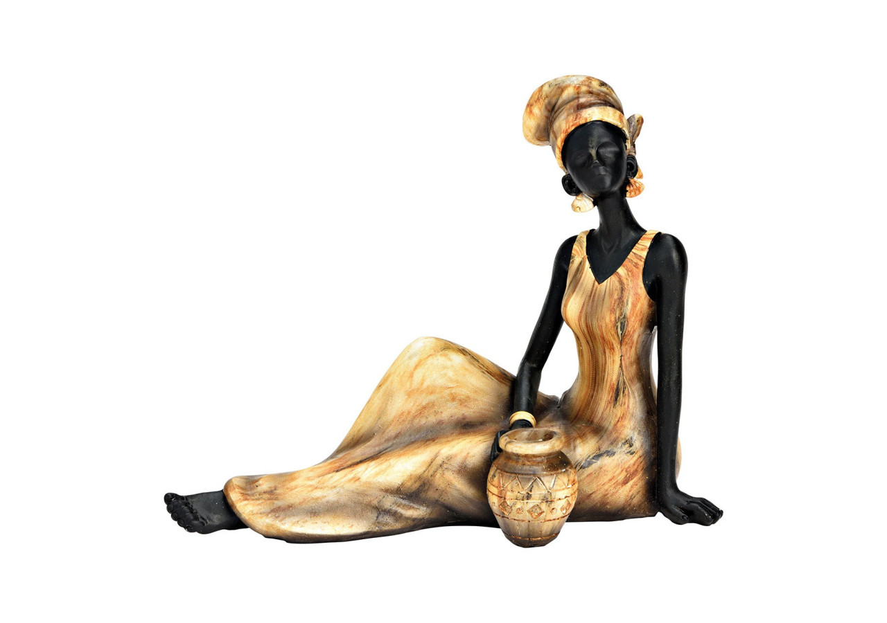 Statue Africain Assis - Polyuréthane marron 31 x 17 x 9 cm - 10038872 - WURM