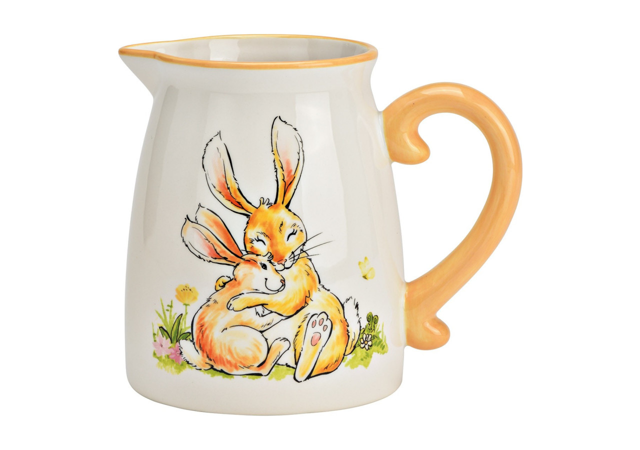 Pichet avec Décor Lapin - Céramique Abricot et Blanc 15 x 18 x 12 cm - 10039259 - WURM