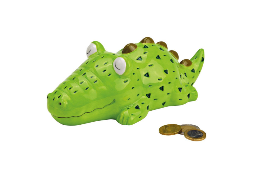 Tirelire Crocodile - Céramique Verte 22 x 8 x 11 cm - 10039294 - WURM