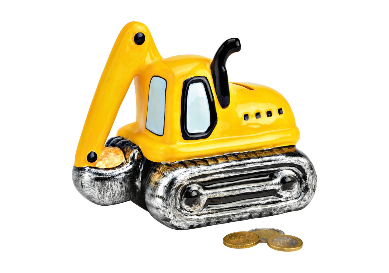 Tirelire Camion Bagger - Céramique Jaune 16 x 14 x 11 cm - 10039300 - WURM