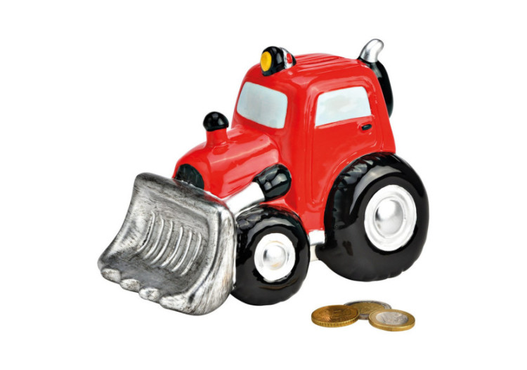 Tirelire Tracteur Rouge - En céramique, dimensions 16x12x11cm - 10039303 - WURM