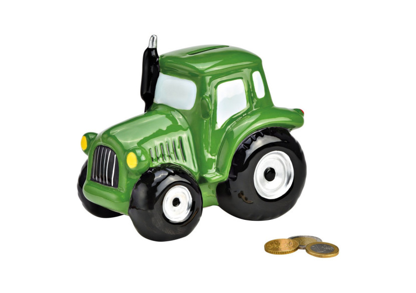 Tirelire Tracteur Vert - En céramique, dimensions 17x14x11cm - 10039304 - WURM