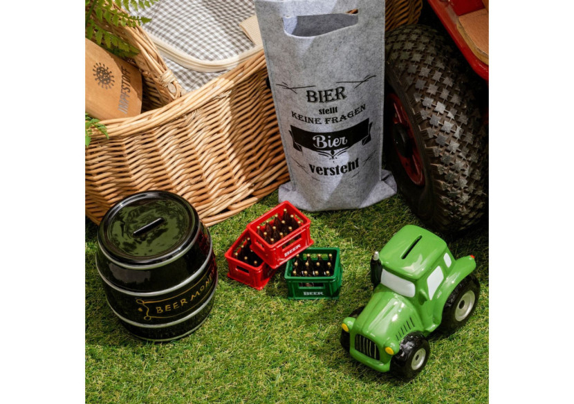 Tirelire Tracteur Vert - En céramique, dimensions 17x14x11cm - 10039304 - WURM