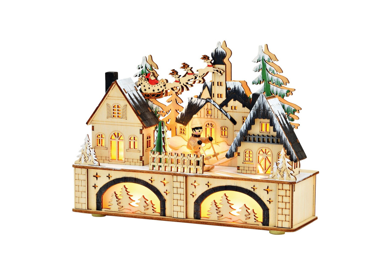 Scène Hivernale LED - Bois Multicolore 25x18x8cm - 10039983 - WURM
