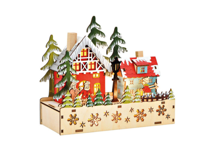 Scène Hivernale LED - Bois Multicolore 20x17x8cm - 10039987 - WURM