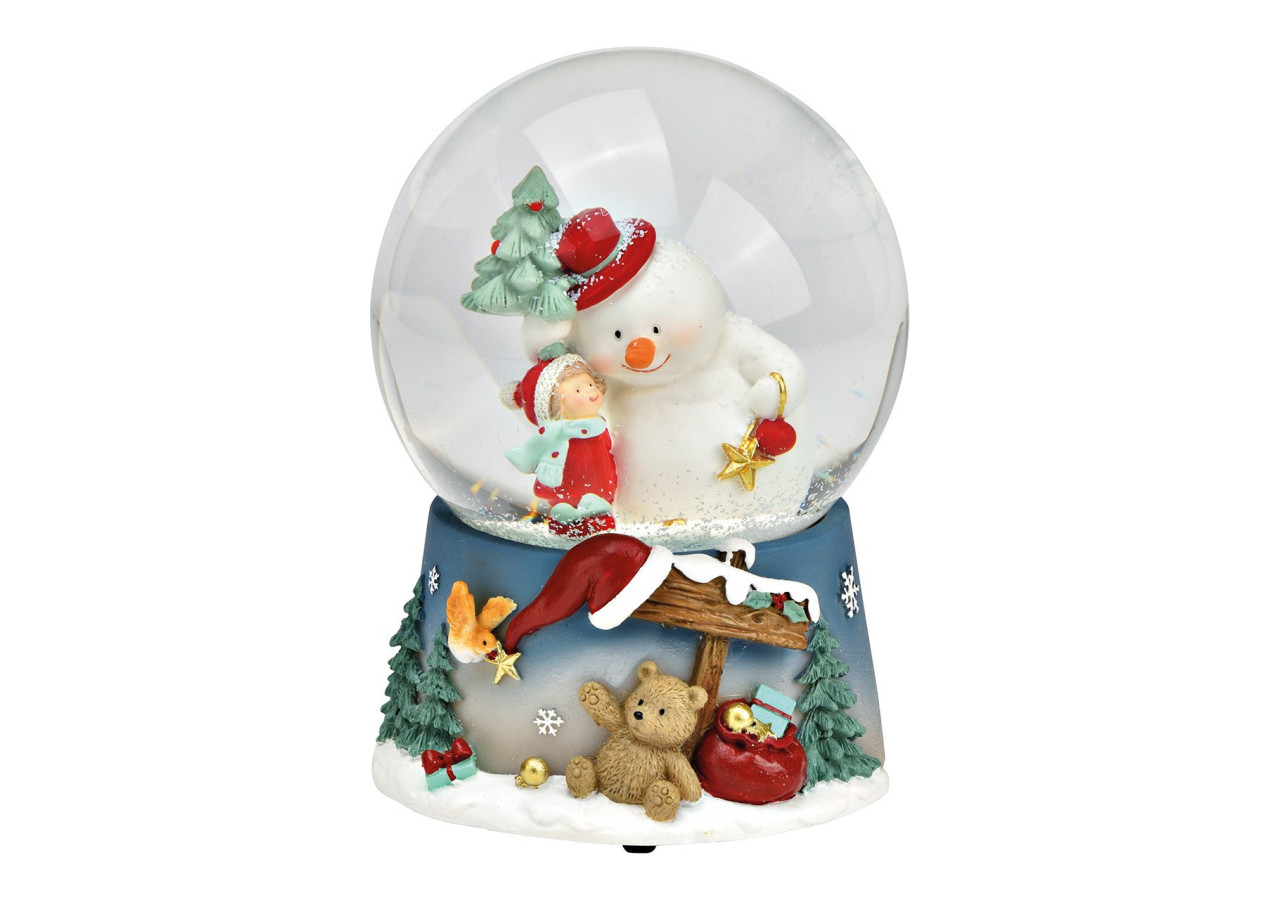 Boîte à musique - Bonhomme de neige décoratif de Noël en verre et poly 10x14x11cm - 10040002 - WURM