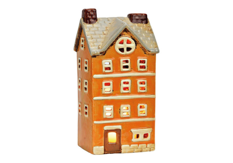 Maison lumineuse en grès - Orange 11x22x9cm - 10040051 - WURM