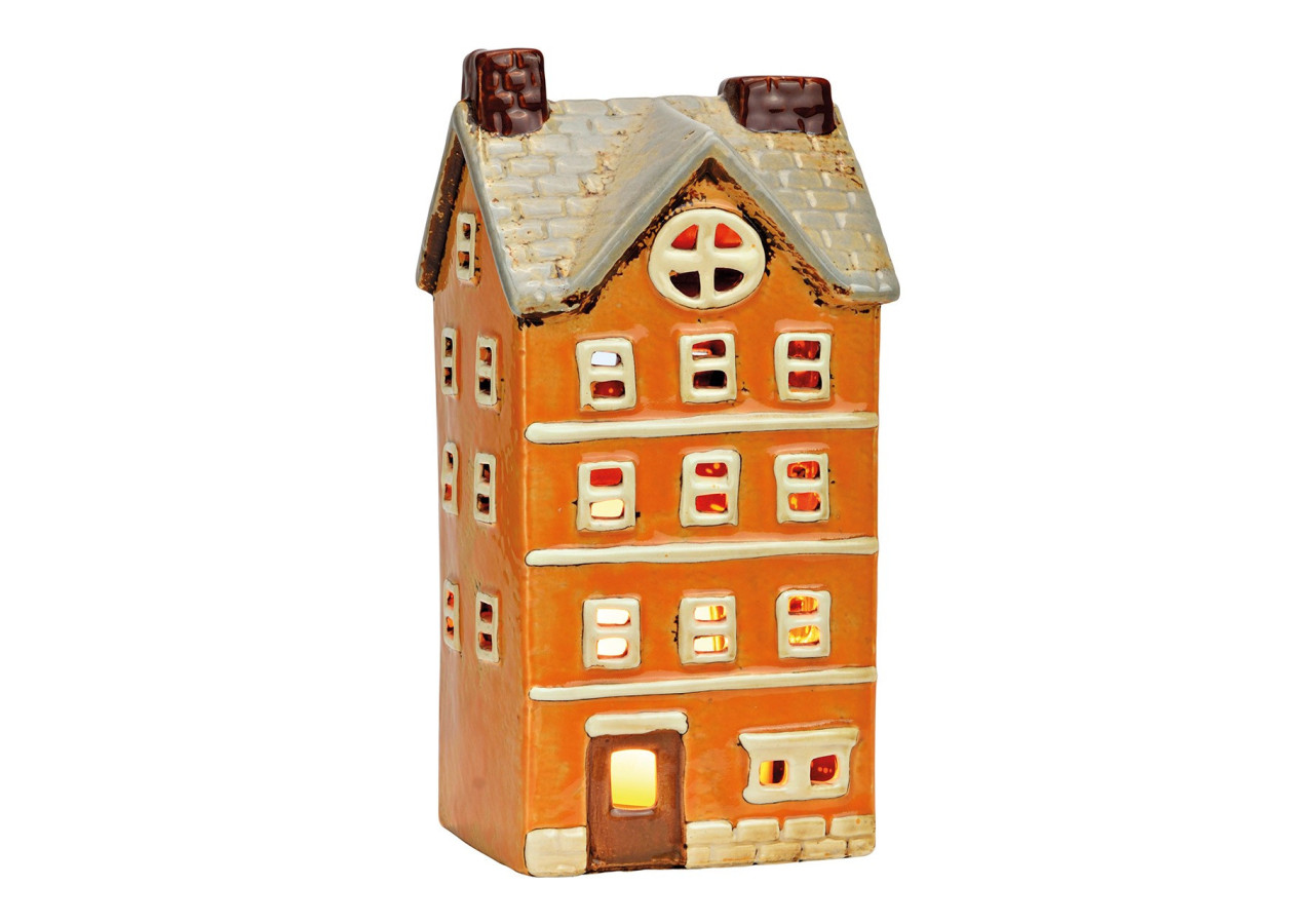 Maison lumineuse en grès - Orange 11x22x9cm - 10040051 - WURM