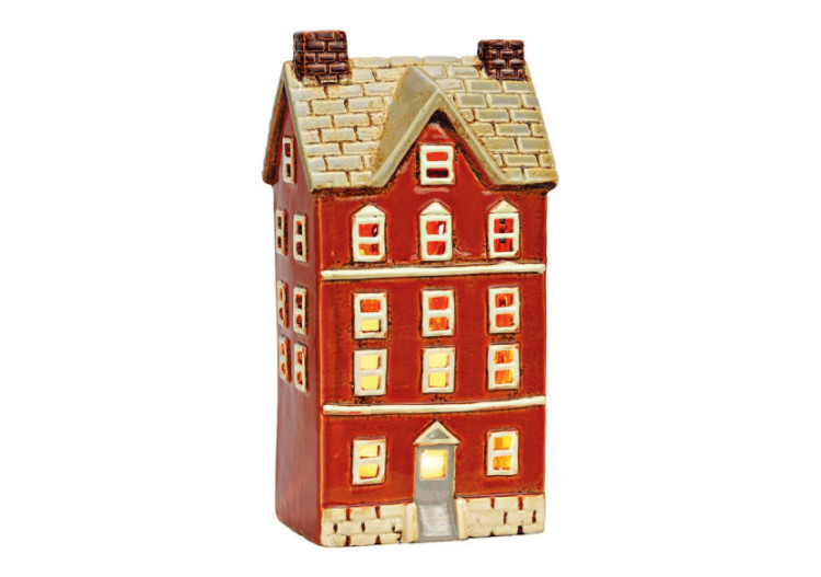 Maison lumineuse en grès - Rouge et beige 12x24x9cm - 10040052 - WURM