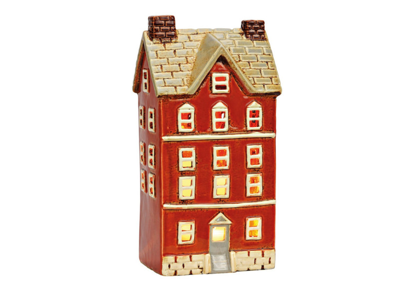 Maison lumineuse en grès - Rouge et beige 12x24x9cm - 10040052 - WURM