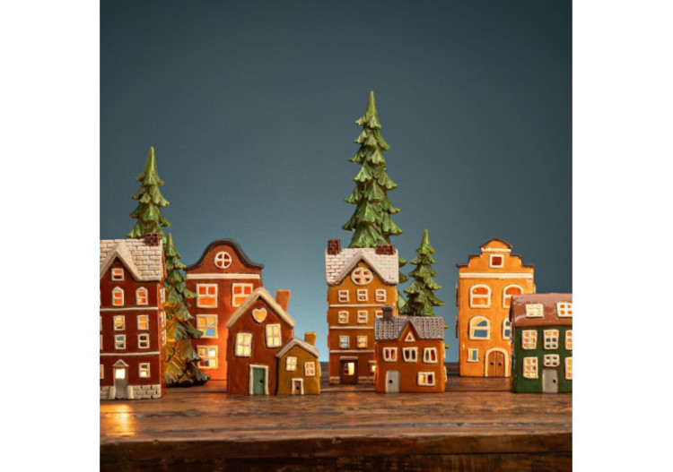 Maison lumineuse en grès - Rouge et beige 12x24x9cm - 10040052 - WURM 2