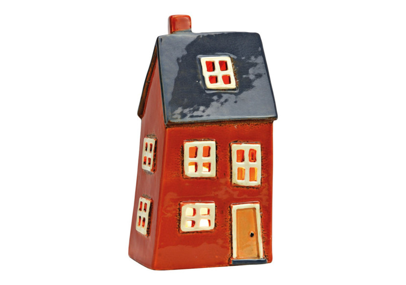 Lanterne décorative - Maison en grès rouge et noir 12x23x9cm - 10040053 - WURM