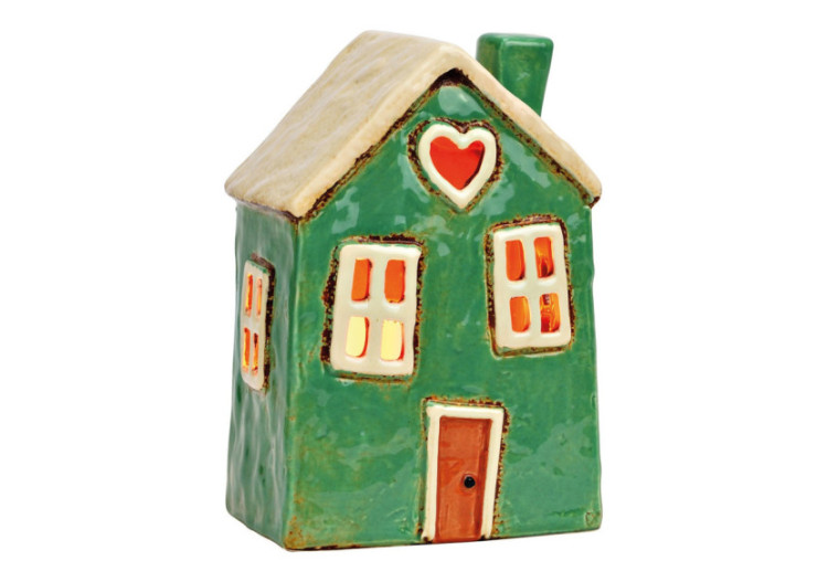 Maison lumineuse en grès - Verte 12x18x9cm - 10040061 - WURM