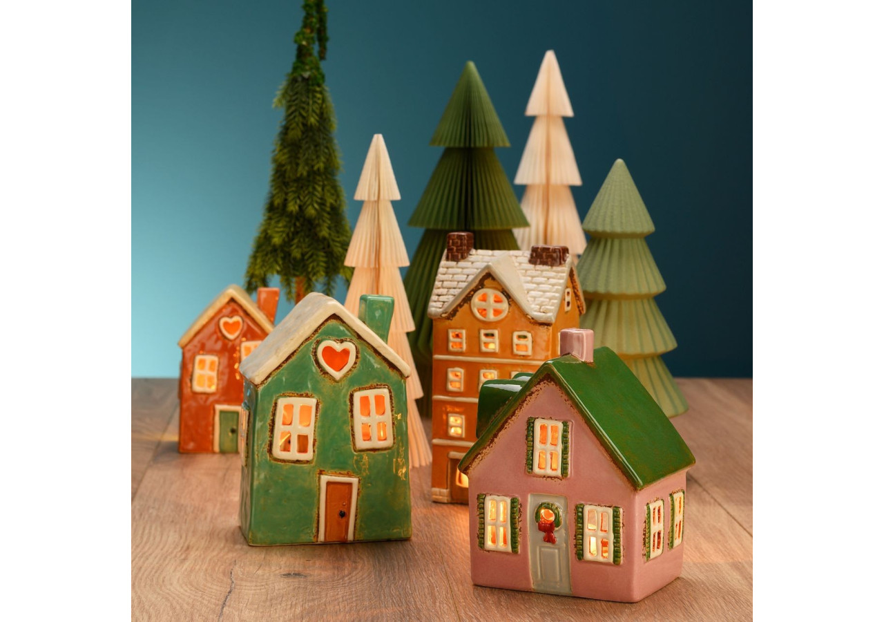 Maison lumineuse en grès - Verte 12x18x9cm - 10040061 - WURM