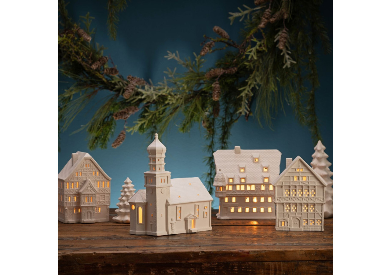 Maison Lichthaus Fritzlar - Porcelaine blanche 13 x 18 x 14 cm - 10040098 - WURM