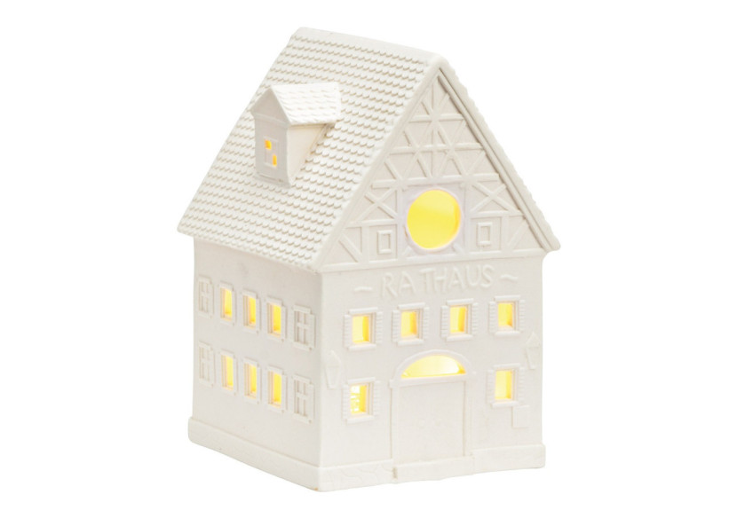 Maison Lichthaus Rathaus - Porcelaine blanche 8 x 12 x 8 cm - 10040099 - WURM