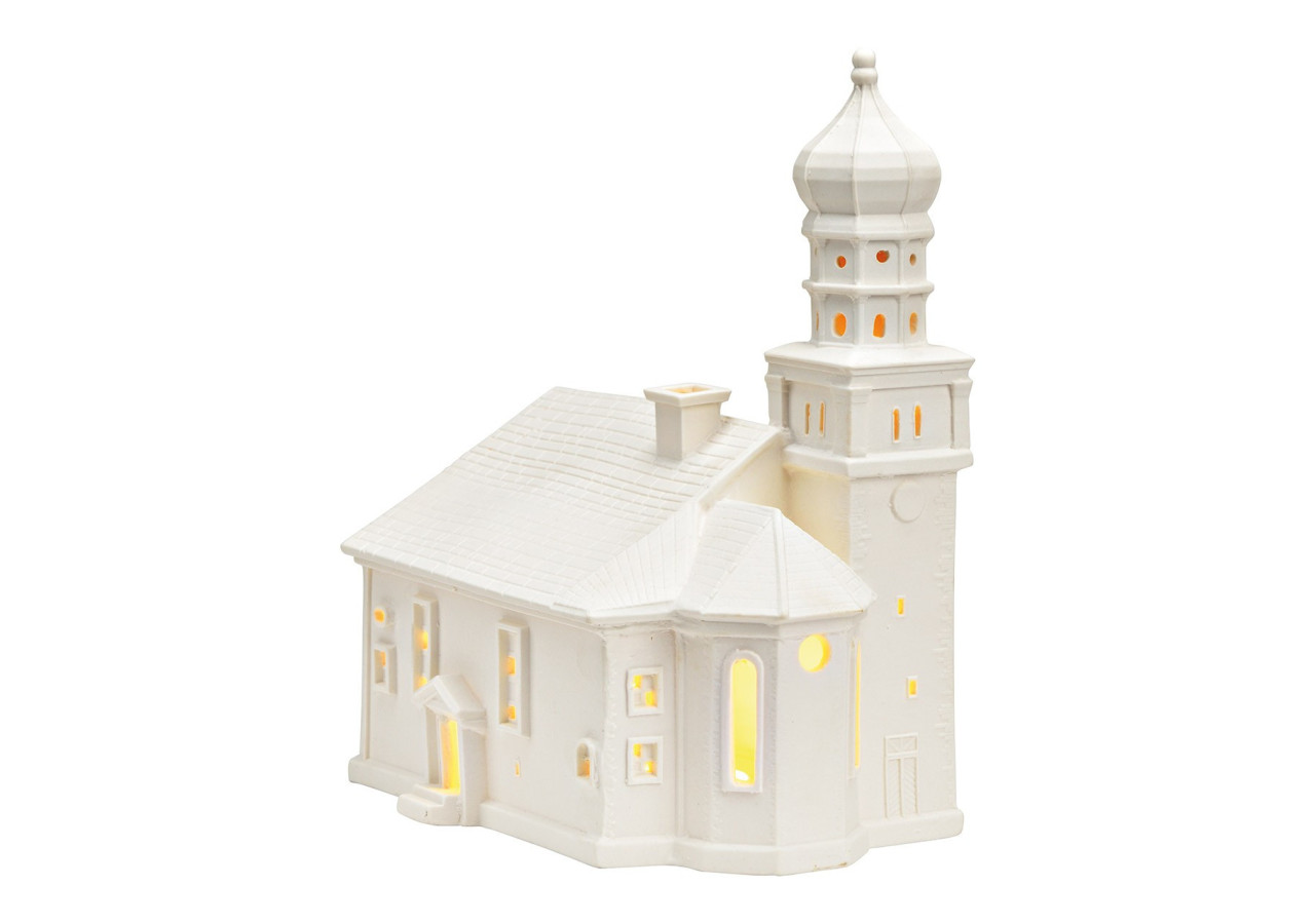 Maison Lichthaus Kirche Wasserburg - Porcelaine blanche 16 x 24 x 19 cm - 10040100 - WURM