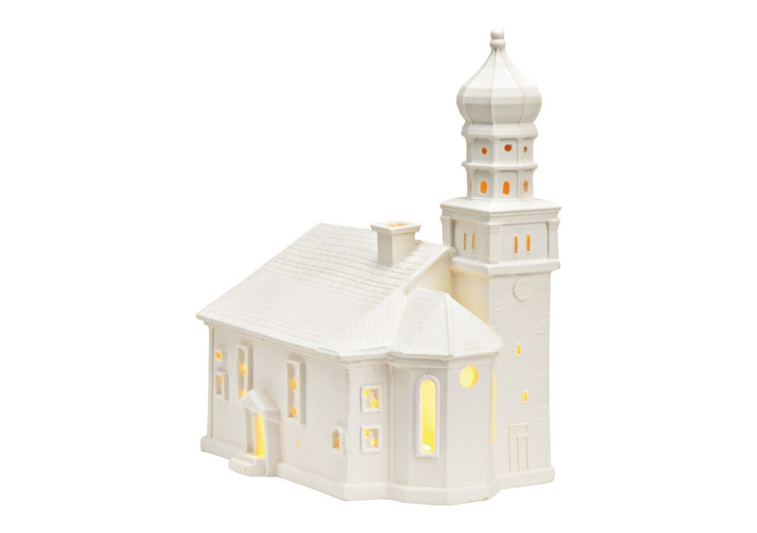 Maison Lichthaus Kirche Wasserburg - Porcelaine blanche 16 x 24 x 19 cm - 10040100 - WURM