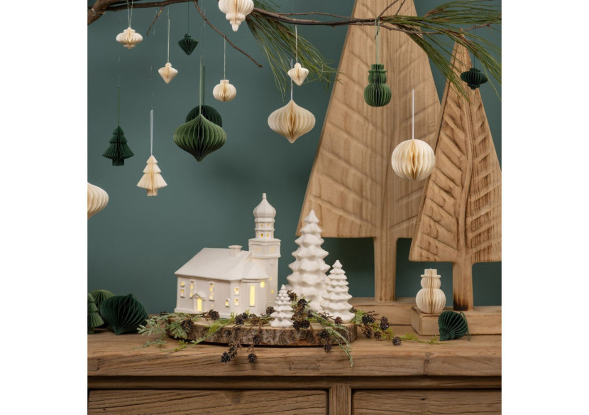 Maison Lichthaus Kirche Wasserburg - Porcelaine blanche 16 x 24 x 19 cm - 10040100 - WURM