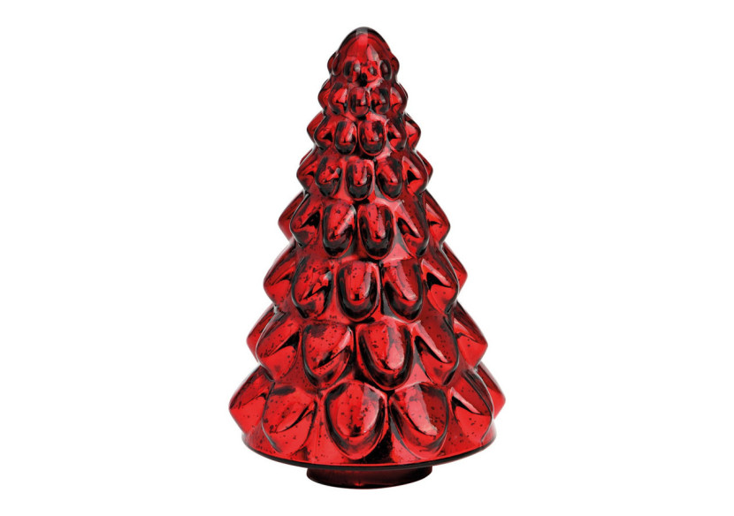Sapin de Noël en Verre Rouge - Décoration 14x23x14cm - 10040107 - WURM