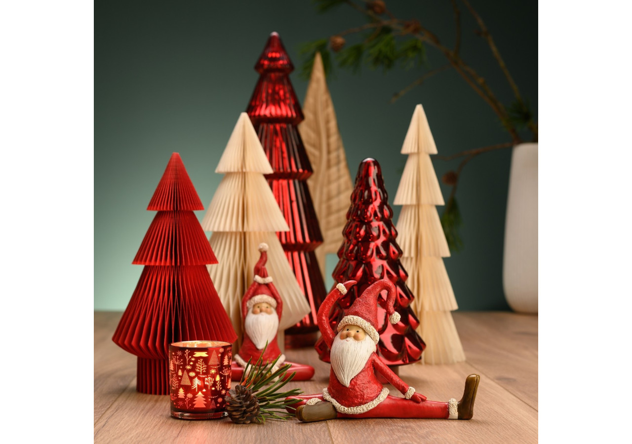 Sapin de Noël en Verre Rouge - Décoration 14x23x14cm - 10040107 - WURM