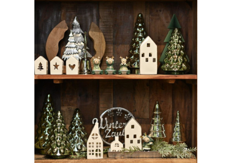 Sapin de Noël en Verre Argenté - Élégance 14x23x14cm - 10040112 - WURM 2