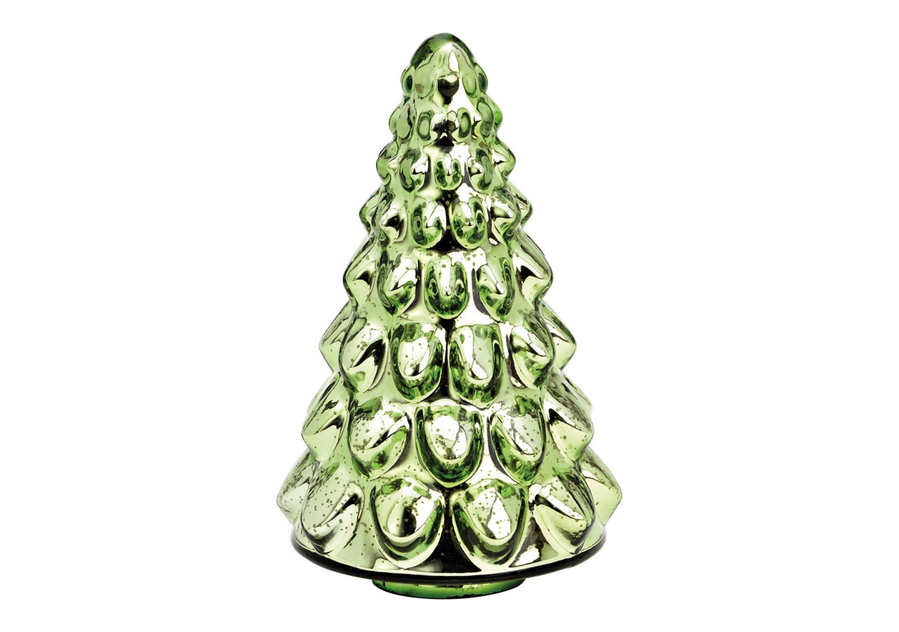 Sapin de Noël en Verre Vert - Décoration Festive 14x23x14cm - 10040119 - WURM